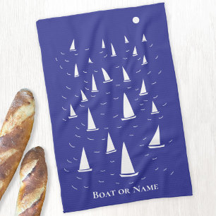 Personalized Sailing Boat Nautical Tea Towel