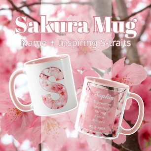 Personalized Sakura Mug with Name & Initial