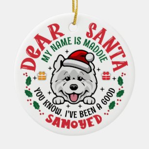 Personalized Samoyed Dog Christmas Tree Round Ceramic Tree Decoration