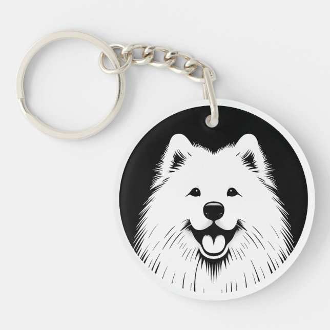Personalized Samoyed Pop Art Super Cute Key Ring (Front)