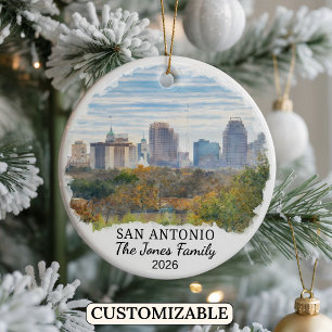 Personalized San Antonio Ornament, Custom Texas Ceramic Tree Decoration