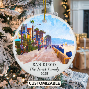 Personalized San Diego Ornament, California State Ceramic Tree Decoration