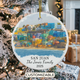 Personalized San Juan Ornament, Puerto Rico Ceramic Tree Decoration