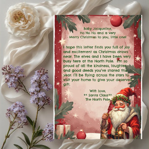 Personalized Santa Claus North Pole Reindeer Red Holiday Card