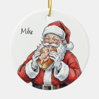Personalized Santa eating lobster roll Ornament