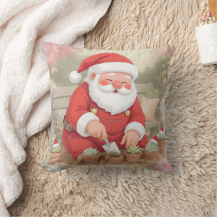 Personalized Santa Gardener Succulent Christmas Cushion