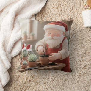 Personalized Santa Gardener Succulent Christmas Cushion