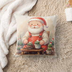 Personalized Santa Gardener Succulent Christmas Cushion