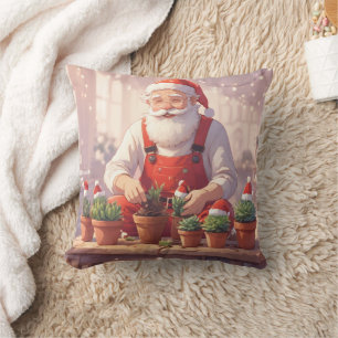 Personalized Santa Gardener Succulent Christmas Cushion