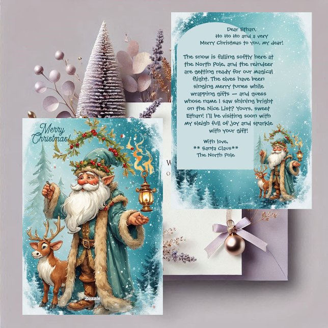 Personalized Santa Letter From North Pole Reindeer Holiday Card (Personalized Santa Letter From North Pole Reindeer Holiday Card)