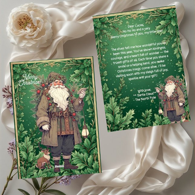 Personalized Santa Letter North Pole Greenery Xmas Holiday Card (Personalized Santa Letter North Pole Greenery Xmas Holiday Card)