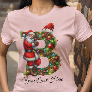 Personalized Santa Monogram Christmas Holiday T-Shirt