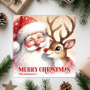 Personalized Santa Rudolph Christmas Kids Gift   Jigsaw Puzzle