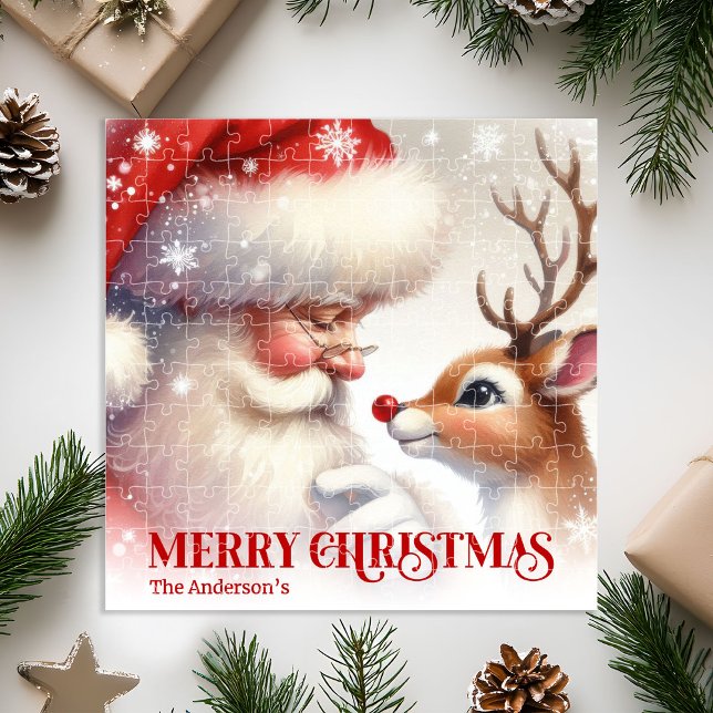Personalized Santa Rudolph Holiday Kids Puzzle Gif (Personalized Santa Rudolph Holiday Kids Puzzle Gift)