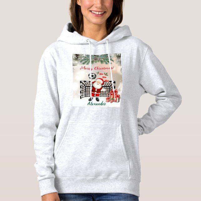 Personalized Santa Soccer Christmas Santa Soccer Hoodie (Front)