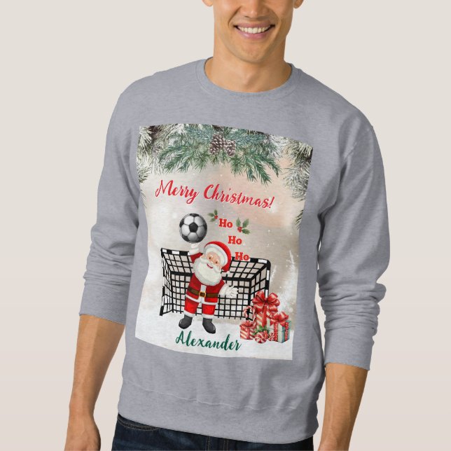 Personalized Santa Soccer Christmas Santa Soccer Sweatshirt (Front)