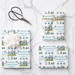 Personalized Santa Soccer Wrapping Paper Sheets