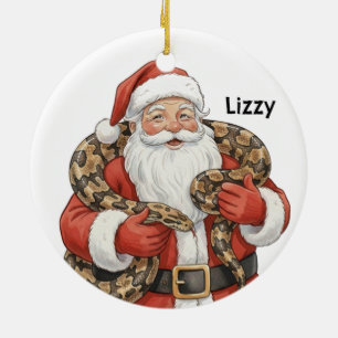 Personalized Santa with Burmese python snake Ceramic Tree Decoration