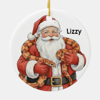 Personalized Santa with corn snake Ceramic Tree Decoration