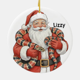 Personalized Santa with milk snake Ceramic Tree Decoration