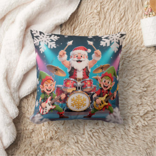 Personalized Santa's Drumming Rock Band Cushion