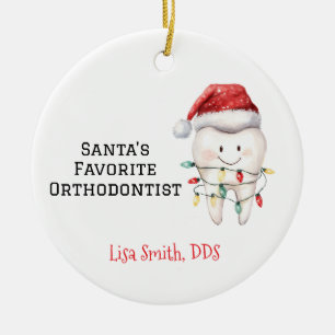 Personalized Santa's Favorite Orthodontist Ceramic Tree Decoration