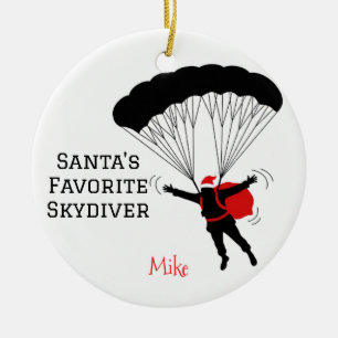 Personalized Santa's Favorite Skydiver Ceramic Tree Decoration