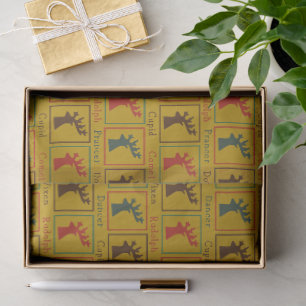 Personalized Santa's Reindeers Names Vintage Xmas Tissue Paper