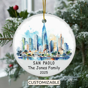 Personalized São Paolo Ornament, Brazil Ceramic Tree Decoration