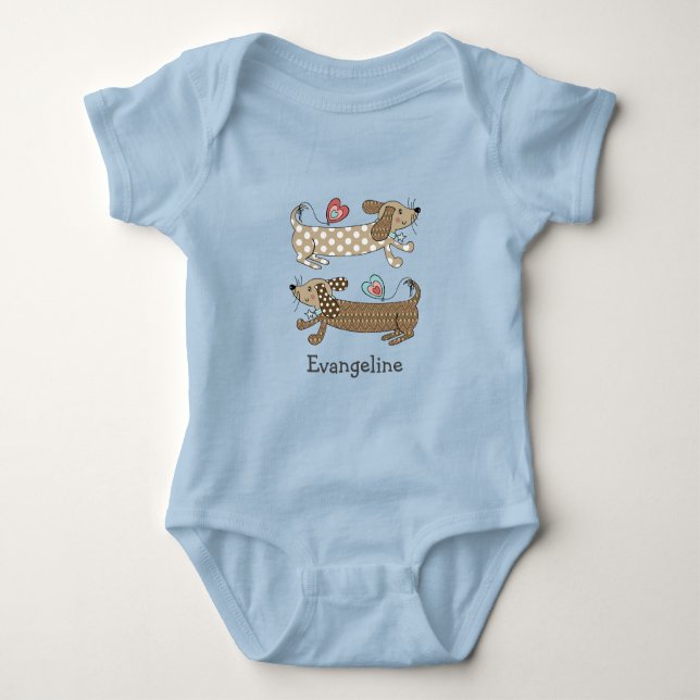 Personalized Sausage Dog Dachshund Baby Bodysuit (Front)