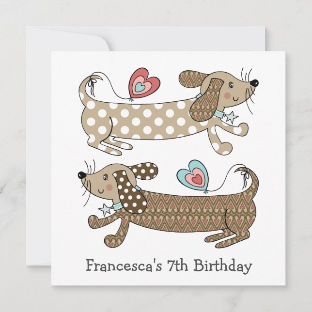 Personalized Sausage Dog Dachshund Birthday Invite (Front)