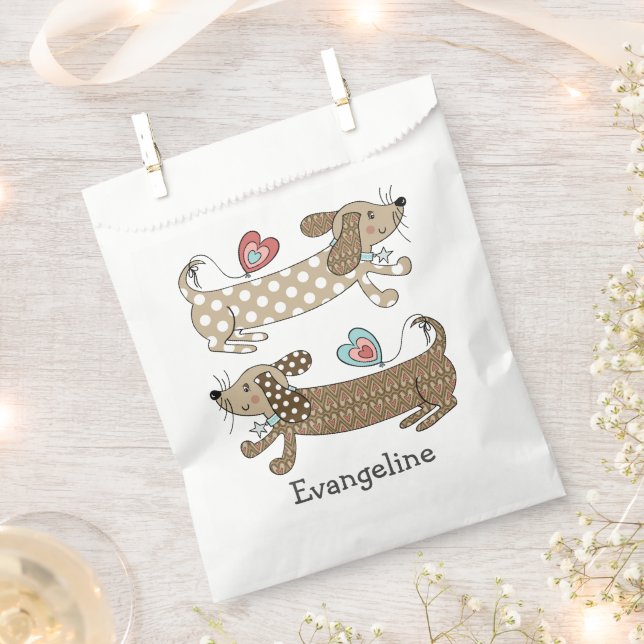 Personalized Sausage Dog Dachshund  Favour Bags (Clipped)