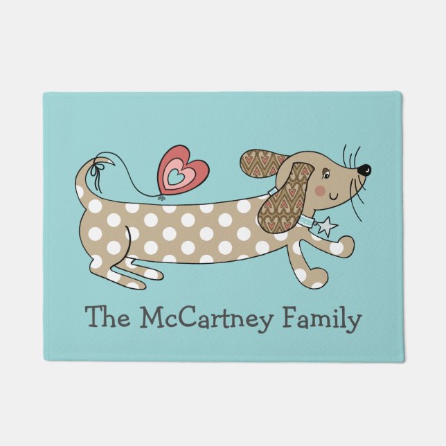 Personalized Sausage Dog Dachshund House Doormat (Front)