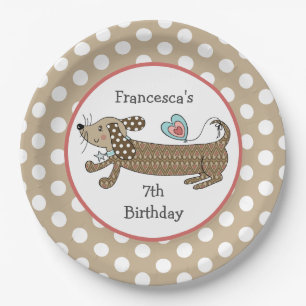 Personalized Sausage Dog Dachshund Party Paper Plate