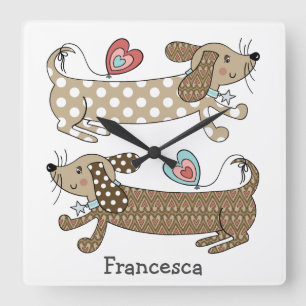 Personalized Sausage Dog Dachshund Wall Clock