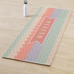 Personalized Scandinavian Pastel Knit Pattern Name Yoga Mat