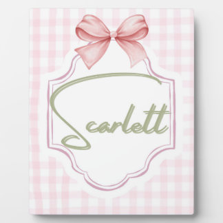 Personalized Scarlett Baby Girl Nursery Gingham Plaque
