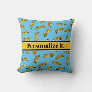 PERSONALIZED School Bus Pattern Cushion