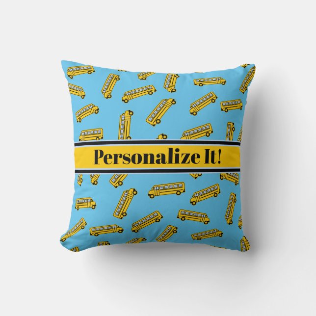 PERSONALIZED School Bus Pattern Cushion (Front)
