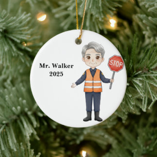 Personalized School Crossing Guard Ceramic Tree Decoration