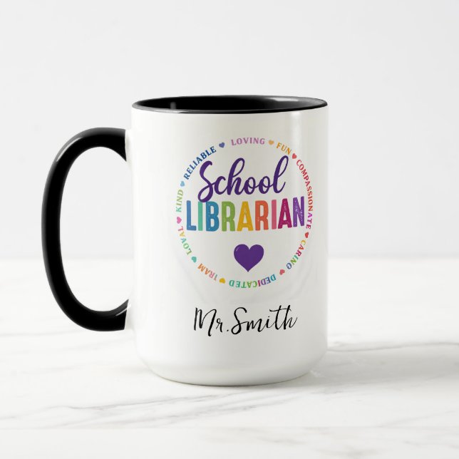 Personalized School Librarian Day | Custom Name  Mug (Left)
