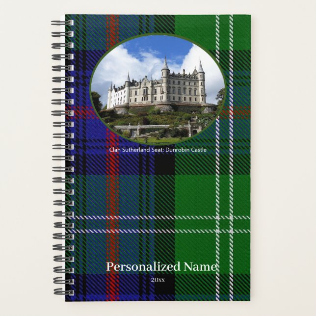 Personalized Scottish Clan Sutherland Tartan Planner (Front)
