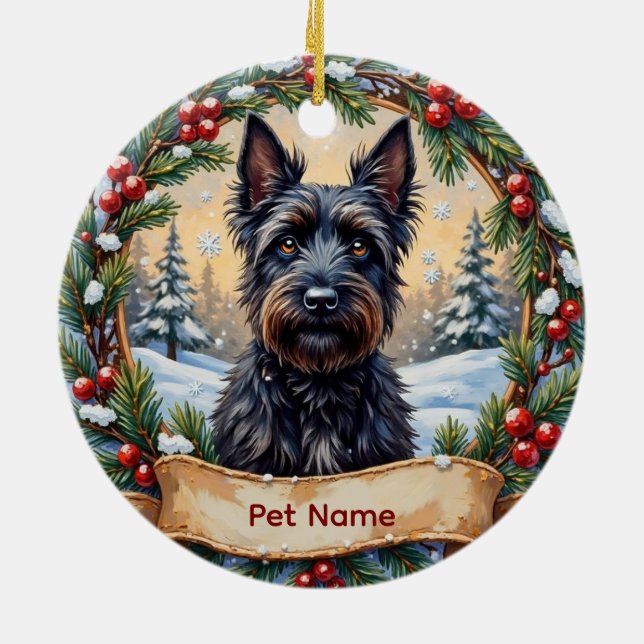 Personalized Scottish Terrier Christmas Ceramic Tree Decoration (Back)