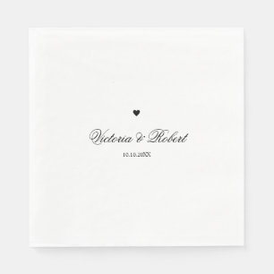 Personalized Script Black and White Heart Napkin