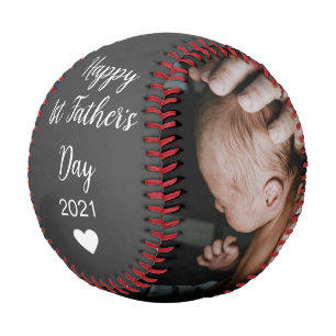 Personalized Script Happy 1st Father's Day Photo Baseball