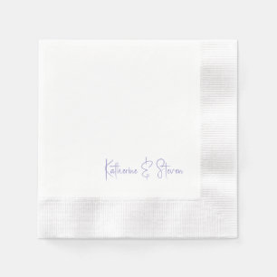 Personalized Script Lavender Names Coined Wedding Napkin