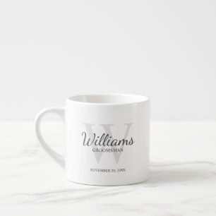 Personalized Script Monogram and Name Groomsmen Espresso Cup