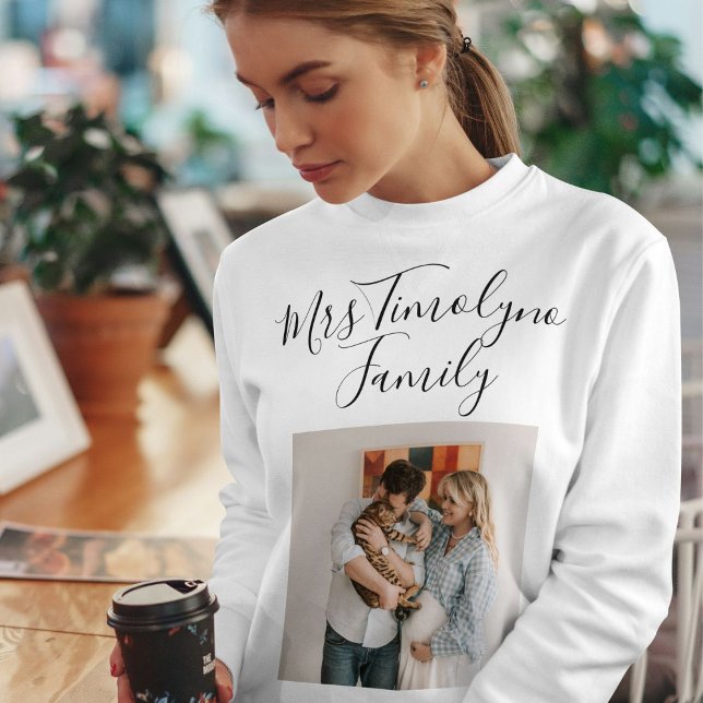 Personalized Script Name Cat Mom Pet Family Photo Sweatshirt (Creator Uploaded)