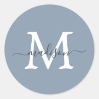 Personalized Script Name Monogram Dusty Blue