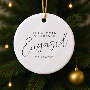 Personalized Script Photo Engagement Ceramic Tree Decoration